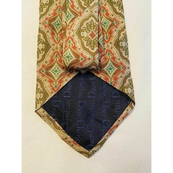 Christian Dior Light Tan Patterned Tie - Picture 5 of 5